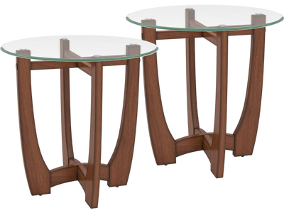 Costway Round Glass End Side Table Set of 2 23.5