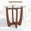 Round end side table with a walnut finish and 23.5-inch tempered glass tabletop, perfect for contemporary decor.