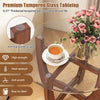 Round end side table set of 2 with 0.31" tempered glass tabletop and walnut finish, perfect for drinks and decor.