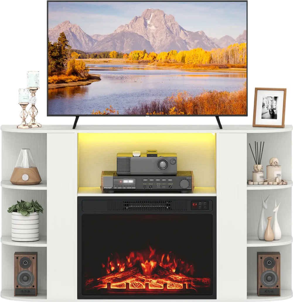 Electric fireplace insert featuring a stylish display with remote control, adjustable flame settings, and efficient heating options.