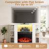 Electric fireplace insert designed for flat screen TVs up to 55 inches, featuring adjustable flame settings and remote control.