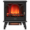 23" electric fireplace stove in black features 7 flame effects, adjustable thermostat, and remote control for cozy living room warmth.