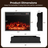 Product dimensions of the 23 Inch Electric Fireplace Insert, featuring adjustable flame color and thermostat control options.