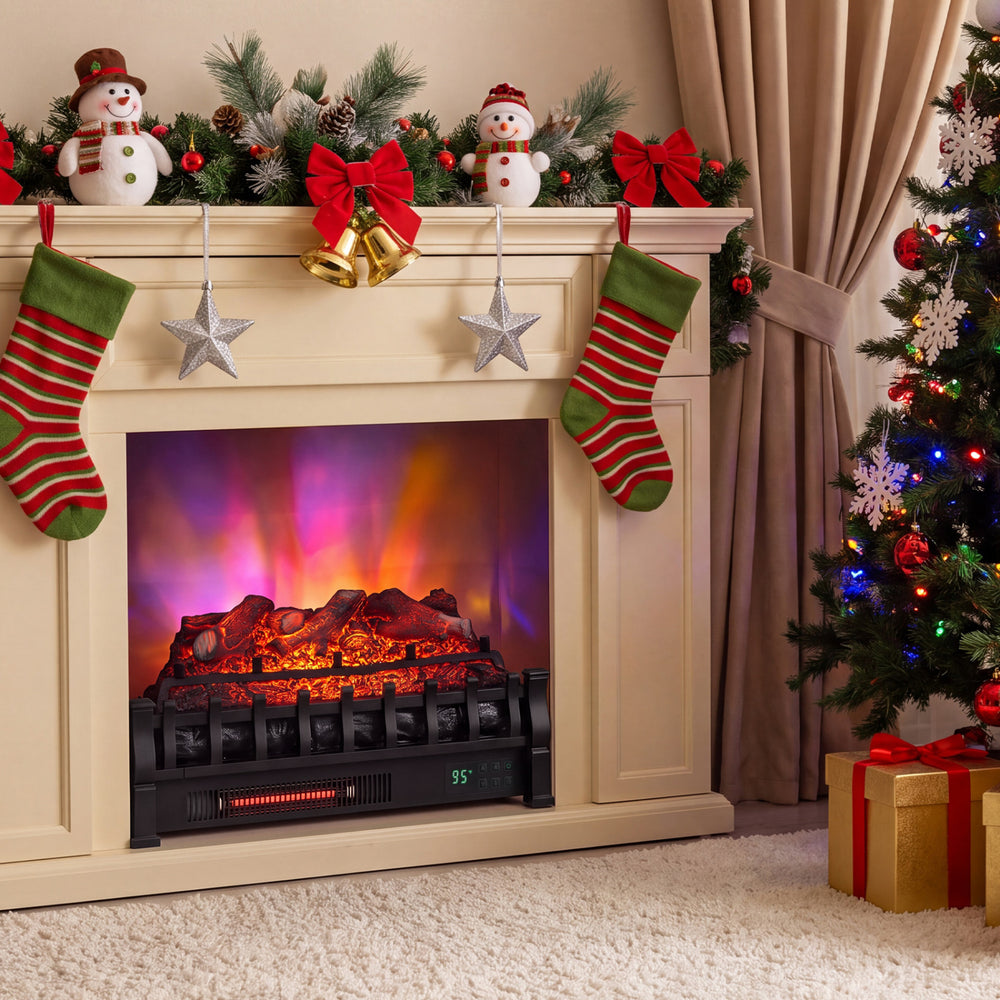 23" WiFi fireplace insert with customizable flame effects and powerful heating for cozy living rooms up to 1000 sq.ft.