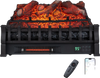 23" WiFi fireplace insert in black showcases lifelike resin logs and customizable flame effects for inviting warmth.