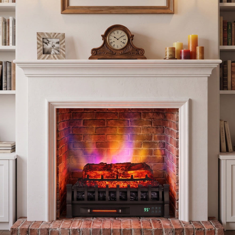23" WiFi fireplace insert with customizable flame effects and powerful heating for cozy living rooms up to 1000 sq.ft.