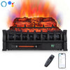 23" WiFi fireplace insert in black features customizable flame effects and remote control for cozy living room heating.