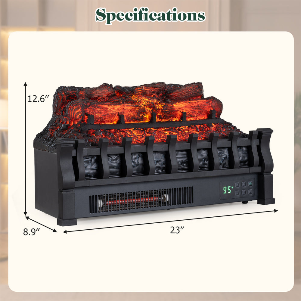 23" WiFi fireplace insert with customizable flame effects and powerful 1500W heating for cozy living rooms.