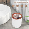 Bucket-style towel warmer with 23L capacity, holding rolled towels, featuring a coffee finish and fragrant disc holder.