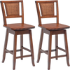 2 Pieces 24.5 Inch Bar Stools with Rattan Back and Swivel Seat