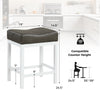 Black and white saddle stool with cushioned seat, 24.5 inches tall, ideal for counter height dining and bar use.