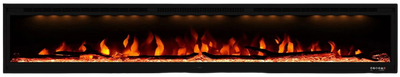 Valuxhome BI84 84 in. 750/1500W Recessed and Wall Mounted Electric Fireplace with Remote with LED Lights Log set and Crystals Black New