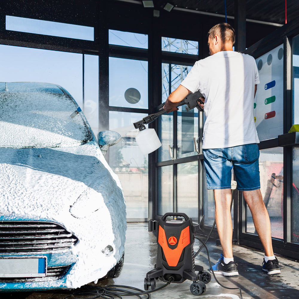 2400 PSI Electric Pressure Washer with 4 Universal Wheels-Orange - Gallery View 1 of 9