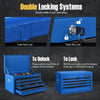 24-inch blue tool chest with 6 drawers, featuring double locking systems for secure storage in garage or workshop.