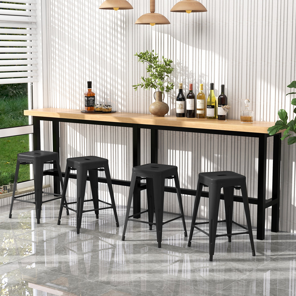 24 Inch Set of 4 Cafe Side Chairs with Rubber Feet and Removable Back-Black - Gallery View 1 of 9