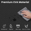 Close-up of black EVA foam exercise mat showing waterproof and easy-to-clean surface, ideal for gyms and playrooms.