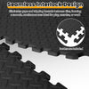 Seamless interlocking design of 24Tiles black exercise floor mats, featuring non-slip texture and included borders for.