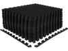 Black 24Tiles 1/2" puzzle exercise floor mats feature a non-slip texture and interlocking design for versatile use.