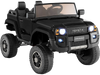 Black 24V 2-seater ride-on car with 4WD/2WD switchable, designed for kids with remote control and LED lights.