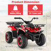 Red 24V Electric Ride On Quad with LED headlights, designed for kids 3+ years, featuring wear-resistant wheels and.