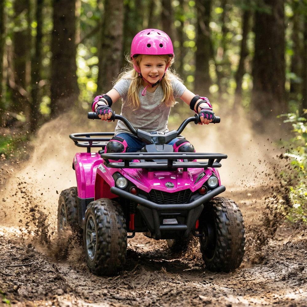 24V Electric Ride On Quad with LED Headlights-Pink - Gallery View 1 of 9