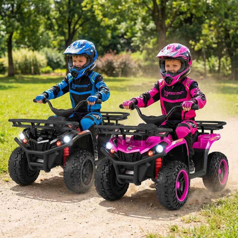24V Electric Ride On Quad with LED Headlights-Black+Pink - Gallery View 1 of 8
