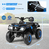 24V kids ATV in blue with 2 seats, LED lights, and music, designed for ages 3-8, ideal for various terrains.