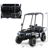 Kids 24V golf cart ride-on car in black, featuring 2-seater design, storage trunk, and detachable awning for outdoor.