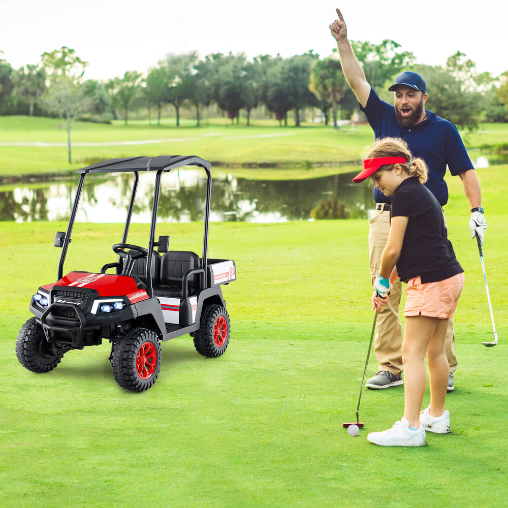 24V Kids Golf Cart 4WD 2-Seater Ride on Car with Storage Trunk and Horn-Red - Gallery View 1 of 12