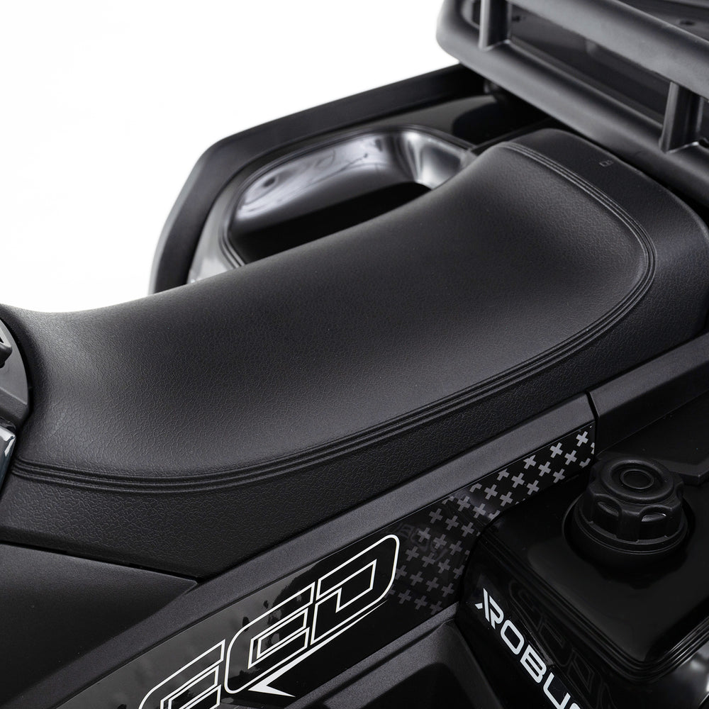 Close-up of the black seat on a 24V Kids Ride on Electric ATV, designed for comfort and safety during rides.