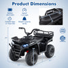 Product dimensions of the 24V Kids Ride on Electric ATV Quad Car in black, featuring a spacious sitting area and.