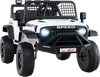 24V ride-on car for kids in white with LED headlights, parent remote control, and spacious seat for secure driving.
