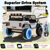 24V ride-on car for kids with parent remote control, featuring powerful motors, LED headlights, and spring suspension.