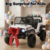 24V ride-on car for kids in white with parent remote control, featuring LED headlights and spacious seat for safe.