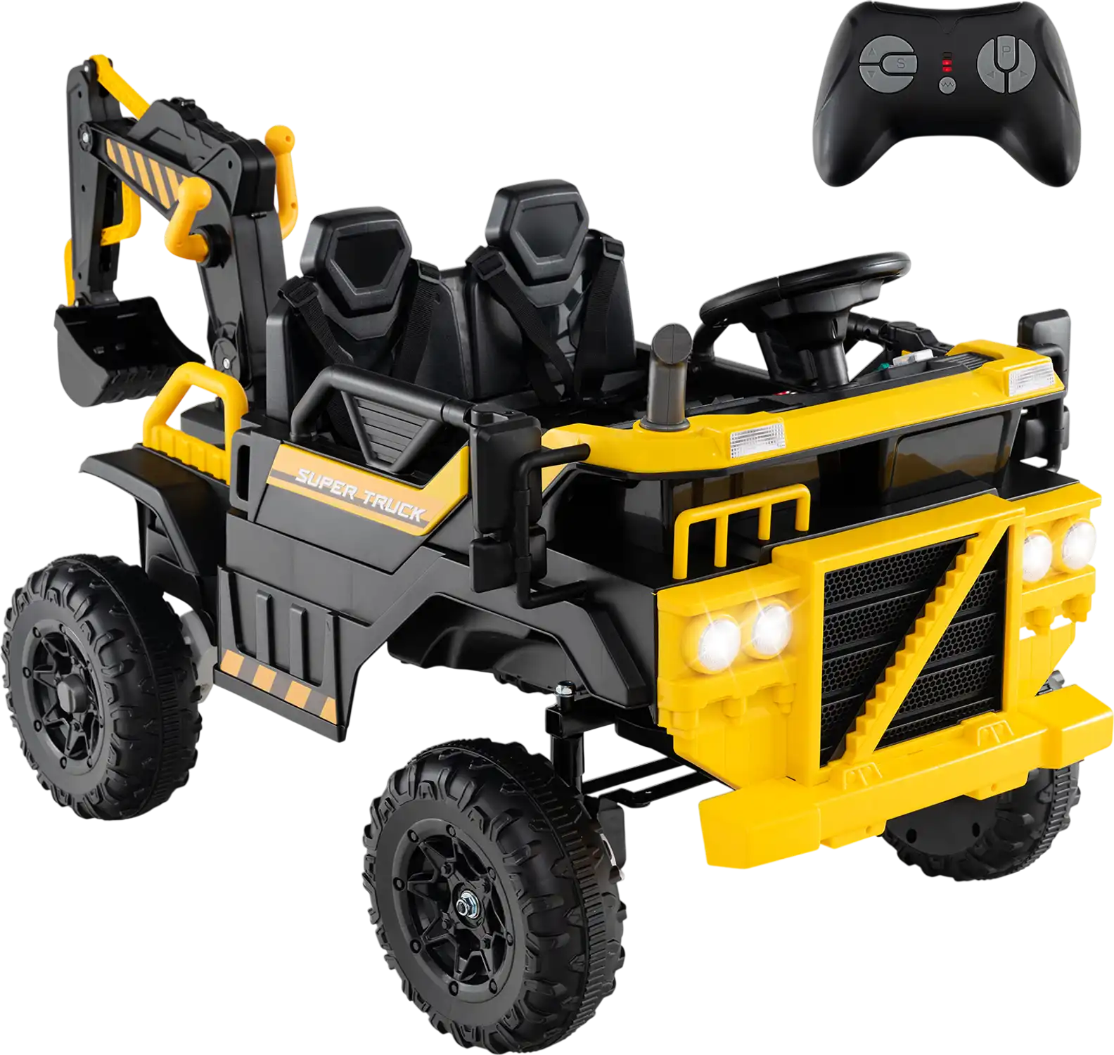 Costway 24V 4WD 2-Seater Ride On Excavator w/ Remote Control Digging Arm 54652617 New