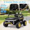 2-seater ride-on truck car in black with LED lights, suitable for kids, featuring a robust frame and multifunctional.