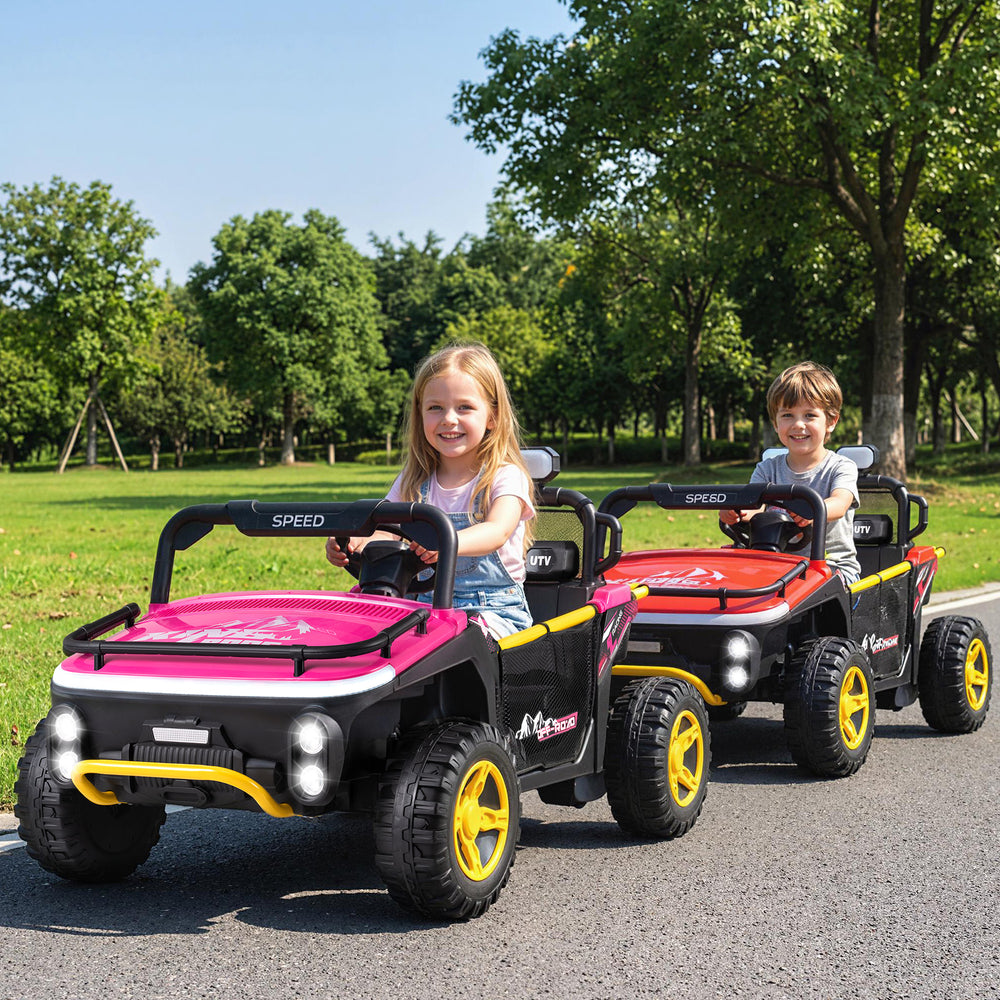 24V Ride on Toy for Kids 2 Seater Ride on Truck Car with Horn Music Story-Pink - Gallery View 1 of 11