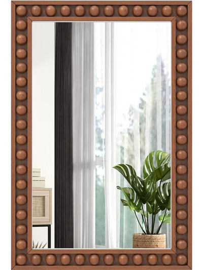 Costway Rustic Wall Mirror Solid Wood Frame 24 x 36