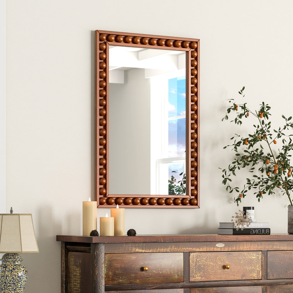 24 x 36 Inches Rustic Wall Mirror with Solid Wood Frame for Living Room  Bedroom-Brown - Gallery View 1 of 7