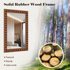Rustic 24 x 36 inches wall mirror with solid rubber wood frame, beaded design for vintage charm, ideal for living room.