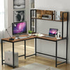 Reversible L-Shaped Corner Desk with Storage Bookshelf-Brown - Gallery View 1 of 12
