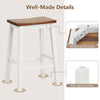 Saddle stool with a walnut acacia wood seat and gray legs features non-slip foot pads for stability in any setting.