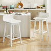 24.5 Inch Swivel Wooden Bar Stools Set of 2 with Rubber Wood Legs and Low Back-White - Gallery View 1 of 8