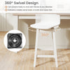 24.5-inch white swivel bar stool with rubber wood legs, featuring a 360° swivel design for versatile seating.