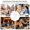 White 24.5-inch swivel wooden bar stool with rubber wood legs, perfect for home, coffee shop, or restaurant settings.