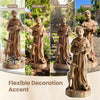 St. Francis statue with bird feeder in rustic brown, 24.5 inches tall, perfect for garden or home decoration.