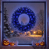 24-inch pre-lit artificial Christmas wreath with 50 LED lights and natural pine cones, perfect for festive front door decor.