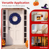 24-inch pre-lit artificial Christmas wreath with concealed light wires and 10 pine cones, ideal for holiday front door decoration.