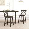 24/29 Inch Bar Stool Set of 2 Wooden Bar Chairs with Rubber Wood Frame-24 inches - Gallery View 1 of 9