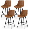 Close-up of the refined stitching on a brown faux leather 24-inch bar stool, enhancing style and durability.